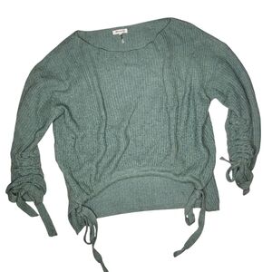 Miracle Knit Oversized Sweater - Off the Shoulder with Tie Details - S/M